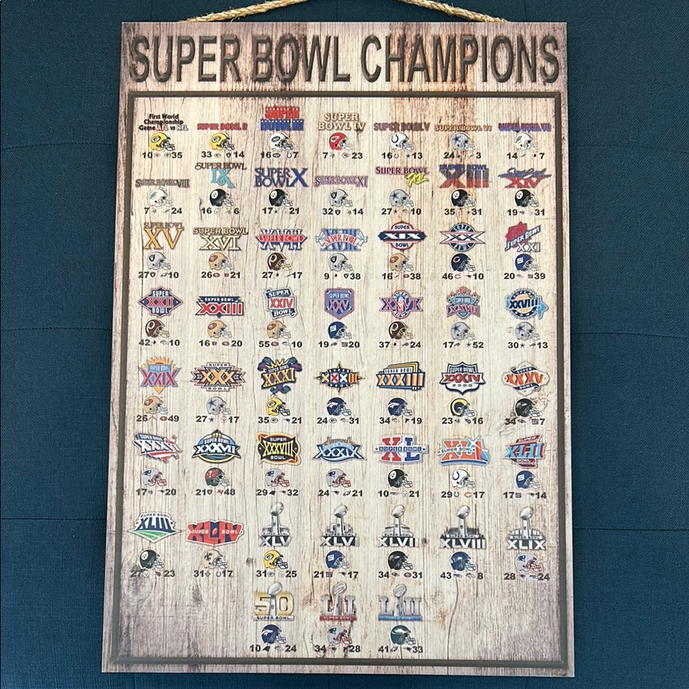 NFL Super Bowl Champions Wall Art 26” x 18”